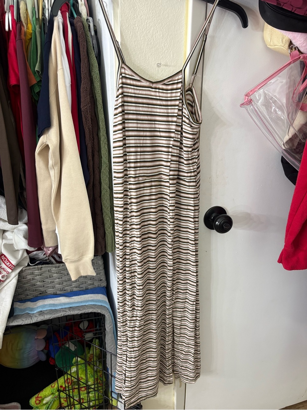 art class Striped Maxi Slip Dress in Beige & Brown